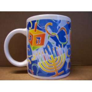    Coffee Mug with Dreidel and Menorah Design 