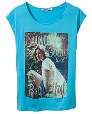 Turquoise (Blue) Teens Blue Summer Photo Print T Shirt  255183948 