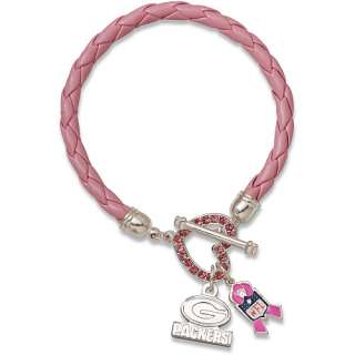 LogoArt Green Bay Packers Breast Cancer Awareness Pink Rope Bracelet 
