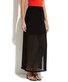 Black (Black) Sporty Chiffon Maxi Skirt  251181401  New Look