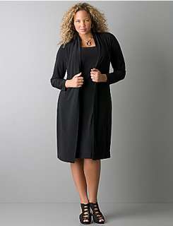 Plus size solid color sheath dress with attached jacket  Lane Bryant