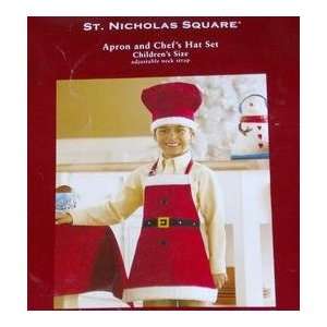  Childs Christmas Santa Claus Red Cook Apron with Chefs Hat 