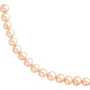 14K Gold 7.5mm Pink Chinese Freshwater Cultured Round Pearl Strand 16
