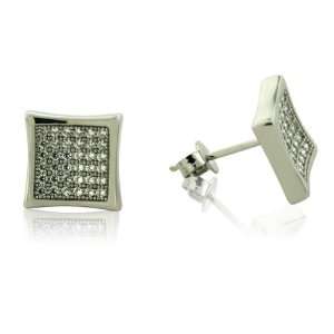   Silver Clear CZ Micro Pave Hip Hop Stud Earrings TrendToGo Jewelry
