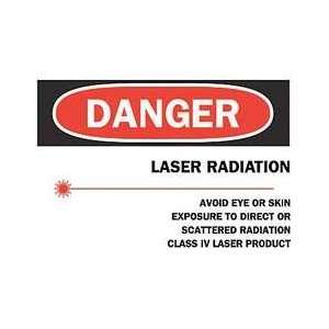  Danger Laser Sign,10 X 14in,r And Bk/wht   BRADY 