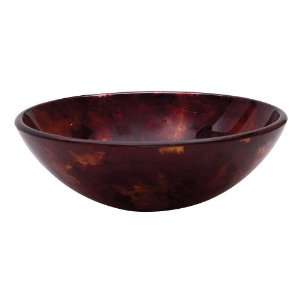   Fused Topmount Amber Round Glass Basin, Fiery Red
