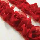   Pages Bloomers Fabric Flower Trim 1.5 Wide 1 Yard Red Sparkle