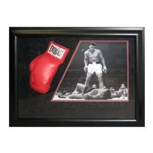  Muhammed Ali Autographed Red Boxing Glove Framed in a 