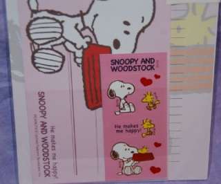 Peanuts SNOOPY Pink Stationary Letter Set He Makes Me Happy  