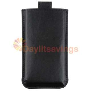 Black Leather Case+Privacy Pro+AC Charger For iPhone 4 4th Gen 16G 32G