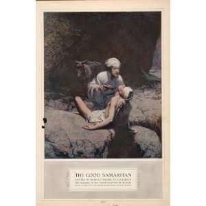 1913 Print Good Samaritan Gospel Parable Herbert Moore 
