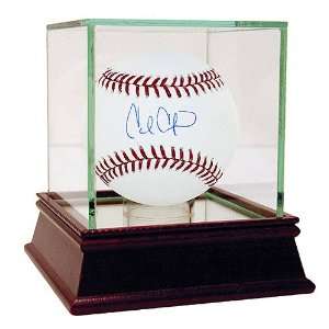   Crawford Autographed Baseball with Glass Display Case Sports