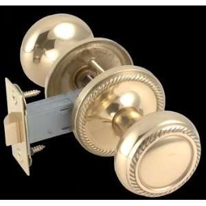 Door Knob Passage Sets Bright Solid Brass, Roped, 2 3/8 Passage Set
