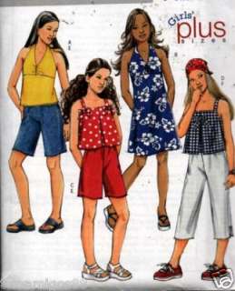 Sewing Pattern Girls Halter Dress Top Shorts Pants 7 14  