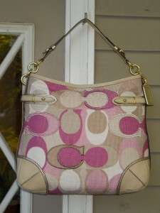 NEW AUTH Coach Colette Embroided Scarf Print Signature Hobo Handbag 
