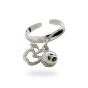    Sterling Silver Apple Charm Toe Ring Eves Addiction Jewelry