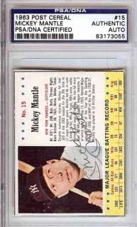   Autographed Signed 1963 Post Cereal Card PSA/DNA #83173055  
