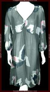 NEW $160 DIDI Printed Sheer Gray Dress Extra Large XL  
