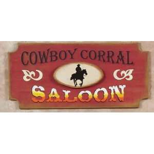  Cowboy Corral Saloon Rustic Western Wood Sign