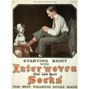 1927 Ad Interwoven Socks Frederic Stanley Boy Dog   Original Print Ad