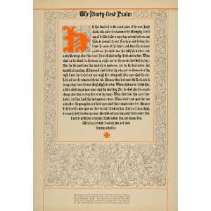 1919 Print Old English Style Font Type 91st Psalm Nash   Original 