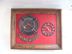 MALTESE CROSS MARK Fire Fighter Clock 11.5X14.5 FRAME  
