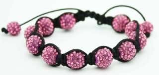 Shamballa Bracelet With Hot pink Crystal Beads NEW  