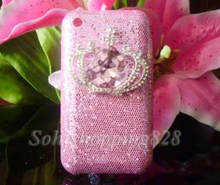 Pink 3D Diamond Crown Hello Kitty Bling Hard Case Cover For Apple 