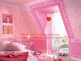 Kinder Tapeten Pink Rosa Herzen+ Blüten Teens Love GIRL  