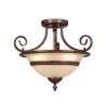   Light Flush Mount Ceiling Lighting Fixture, Bronze, Cream Cognac Glass