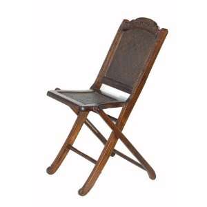  Vintage Chinese Rattan Wood Folding Chair Stool