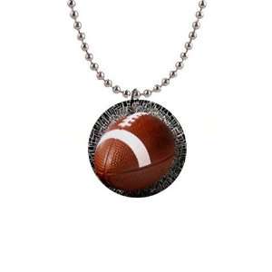  football shattered Button Necklace B0210 