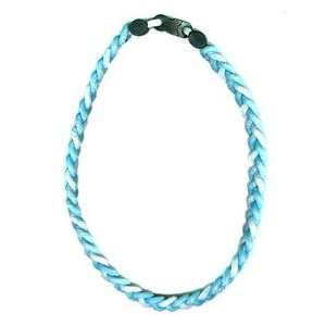  Ionic Braided Necklace   Carolina Blue/White