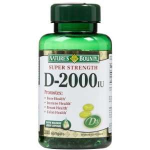  Natures Bounty  Vitamin D 2000 IU, 200 softgels Health 