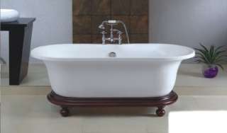 Acrylic Dual End Wood Pedestal Style Bathtub BathTub  