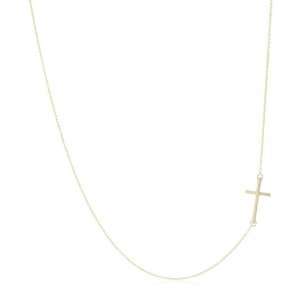  Mizuki 14k Cable Chain Necklace With Side Cross Charm, 18 Jewelry