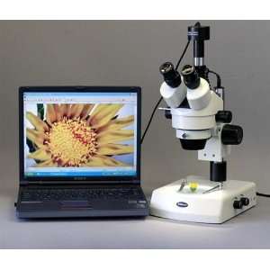 90X Trinocular Zoom Microscope w/ Dual Halogen Light + 9.1M Camera 