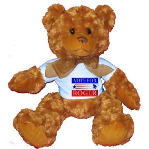  VOTE FOR ROGER Plush Teddy Bear with BLUE T Shirt Toys 