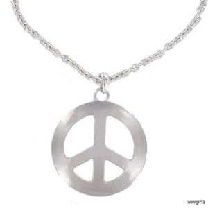 NECKLACE   PEACE SIGN   EXTRA LARGE   SILVER COLORED  