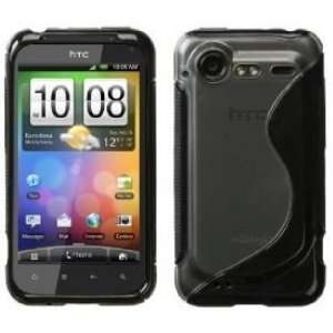  Transparent Clear/Solid Black(S Shape) Gummy Cover For HTC 