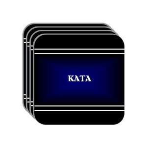 Personal Name Gift   KATA Set of 4 Mini Mousepad Coasters (black 
