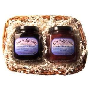 Blue Ridge Jams Gift Basket Combo, Blueberries and Strawberries with 