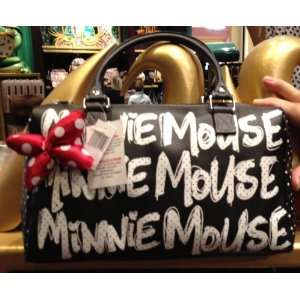  Disney Minnie Mouse Black White Dot Handbag Purse NEW 