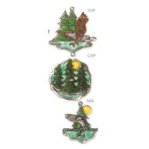  Eagles Lodge Wildlife Pewter Cast Wind Chimes Patio, Lawn 