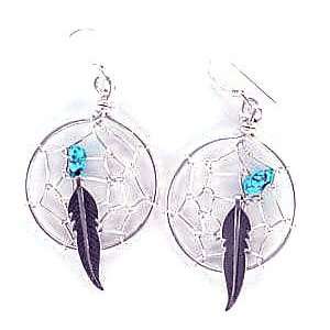    silver/Turquoise Navajo Dream Catcher dangle earrings Jewelry