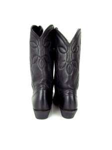 vintage womens black COWBOY WESTERN BOOTS embroidered leather sz 10 M 