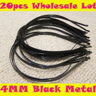 BLACK METAL HAIR HEADBANDS Wholesale Bulk LOT 4mm 20pcs  
