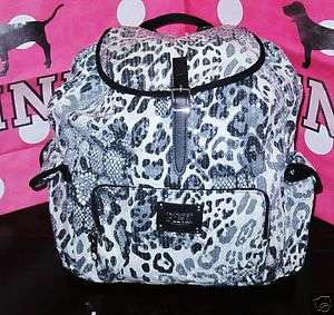   Secret PINK Snow Leopard ALL SEQUIN Bling Backpack Tote Book Bag