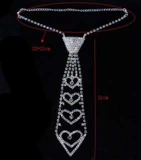 LOT 1str stunning 22+21cm rhinestone necktie Necklace  