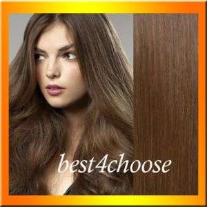 20 70g Clip In Human Hair Extensions Light Brown #8  